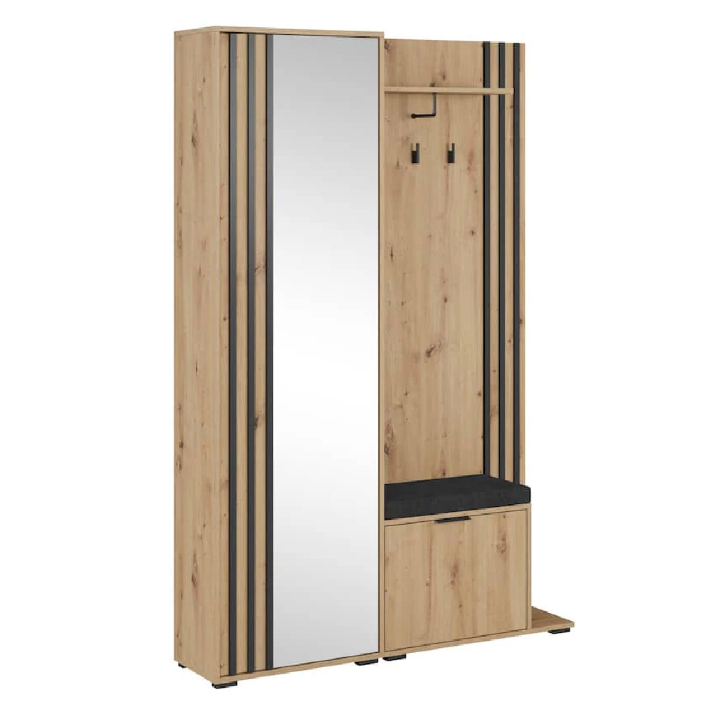 Newberry Wooden Hallway Furniture Set In Artisan Oak And Black