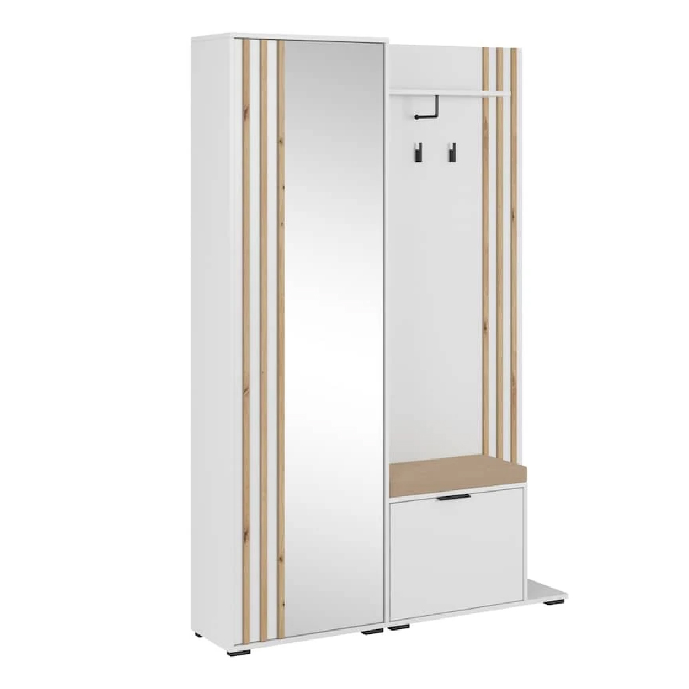 Newberry Wooden Hallway Furniture Set In White And Artisan Oak