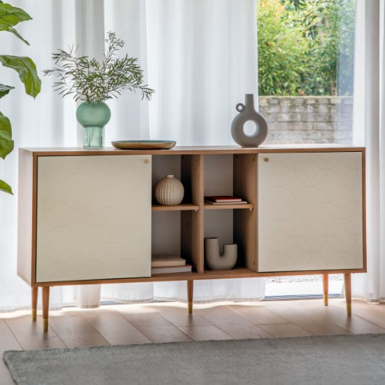 Product photograph of Newberry Wooden Sideboard With 2 Doors In White And Oak from Furniture in Fashion