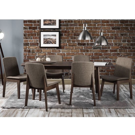 Kaiha Wooden Extending Dining Table In Walnut With 4 Chairs