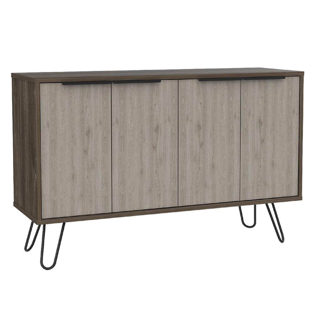 Newcastle Wooden Sideboard With 4 Doors In Brown And Oak