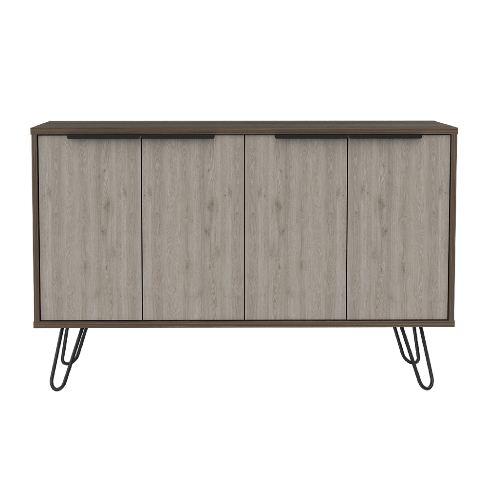 Newcastle Wooden Sideboard With 4 Doors In Brown And Oak