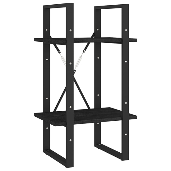 Newell Pine Wood 2-Tier Bookshelf In Black