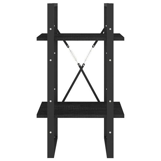 Newell Pine Wood 2-Tier Bookshelf In Black
