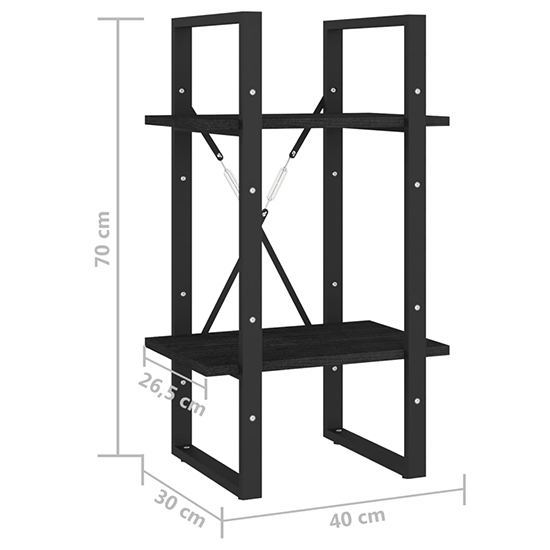 Newell Pine Wood 2-Tier Bookshelf In Black