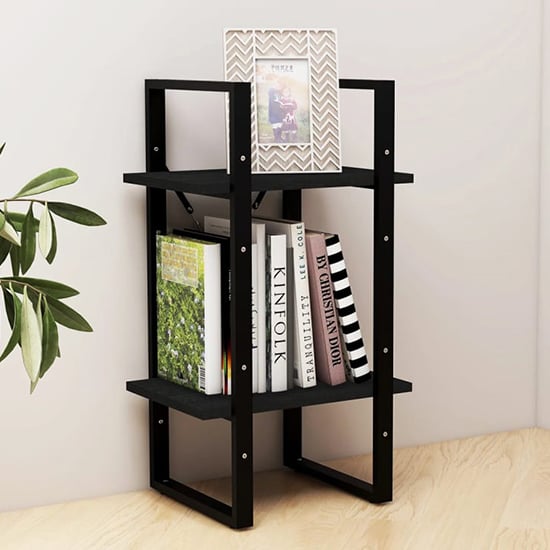 Read more about Newell pine wood 2-tier bookshelf in black