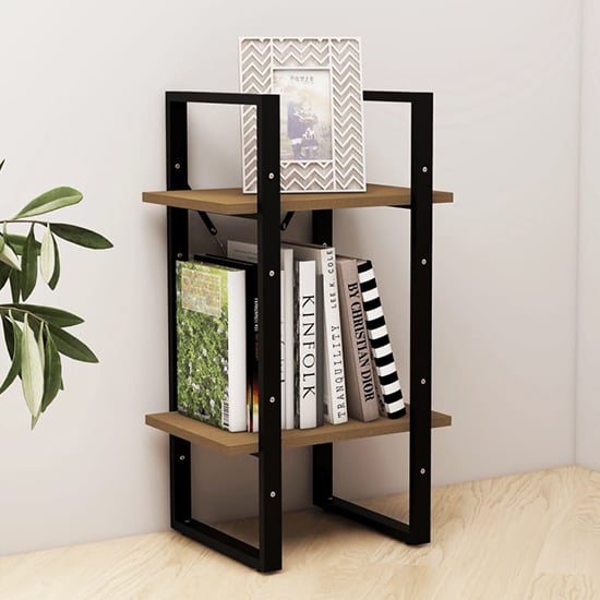 Read more about Newell pine wood 2-tier bookshelf in brown