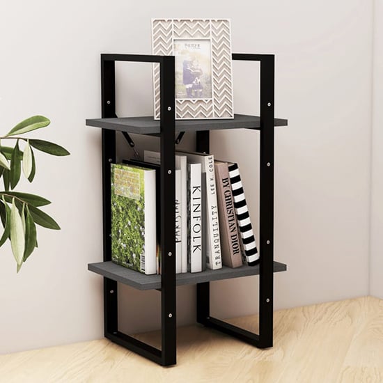 Read more about Newell pine wood 2-tier bookshelf in grey