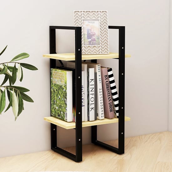 Product photograph of Newell Pine Wood 2-tier Bookshelf In Natural from Furniture in Fashion