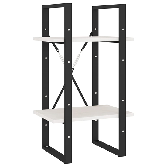 Newell Pine Wood 2-Tier Bookshelf In White