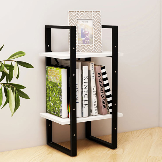 Photo of Newell pine wood 2-tier bookshelf in white