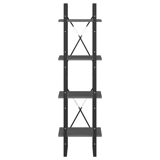 Newell Pine Wood 4-Tier Bookshelf In Grey