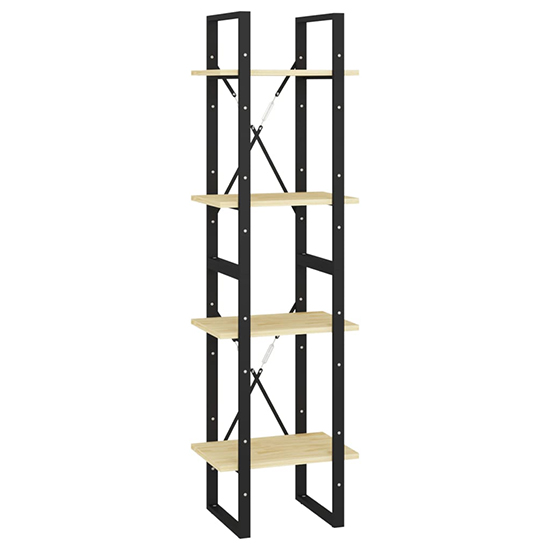 Newell Pine Wood 4-Tier Bookshelf In Natural