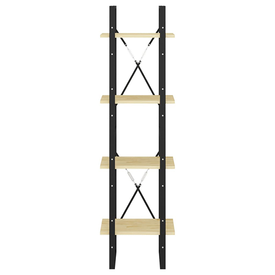 Newell Pine Wood 4-Tier Bookshelf In Natural
