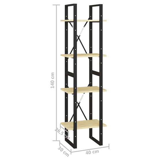 Newell Pine Wood 4-Tier Bookshelf In Natural