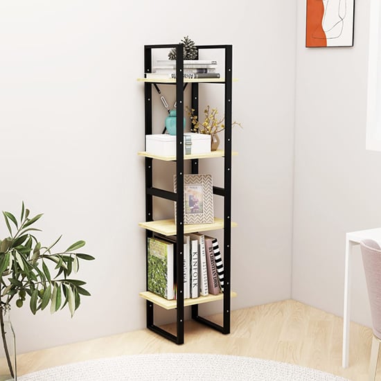 Newell Pine Wood 4 Tier Bookshelf In Natural