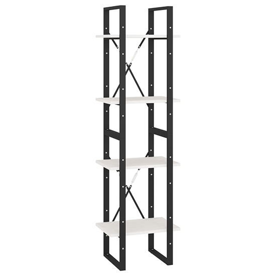 Newell Pine Wood 4-Tier Bookshelf In White