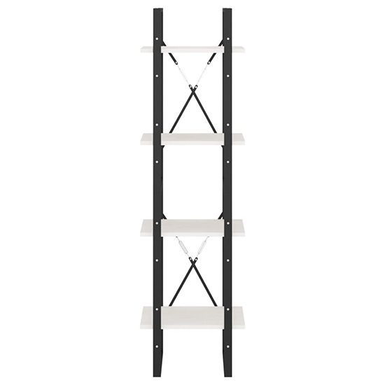 Newell Pine Wood 4-Tier Bookshelf In White