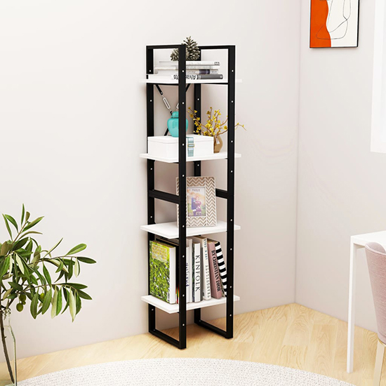 Product photograph of Newell Pine Wood 4-tier Bookshelf In White from Furniture in Fashion