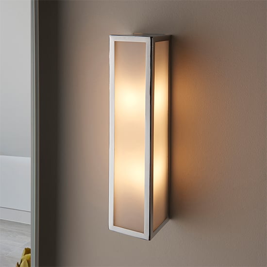 Read more about Newham large wall light in chrome with frosted glass diffuser