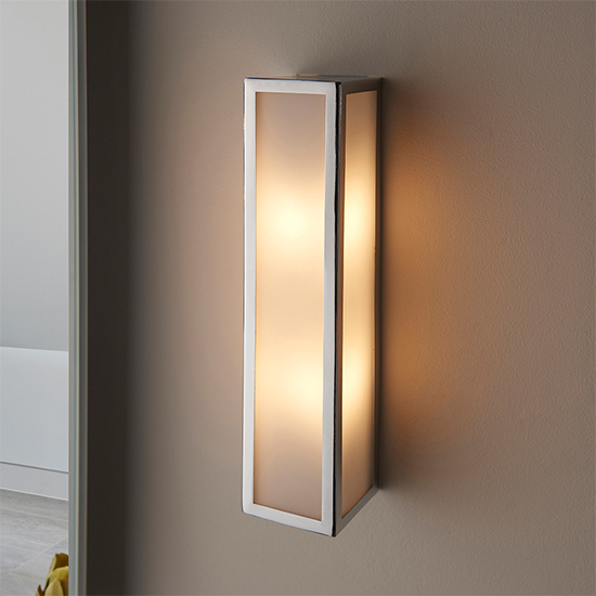 Product photograph of Newham Large Wall Light In Chrome With Frosted Glass Diffuser from Furniture in Fashion