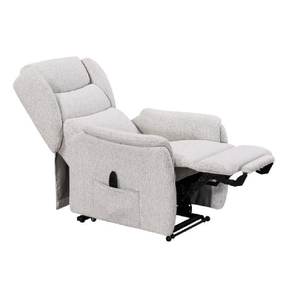 Newkirk Fabric Twin Motor Lift Recliner Chair In Biscuit
