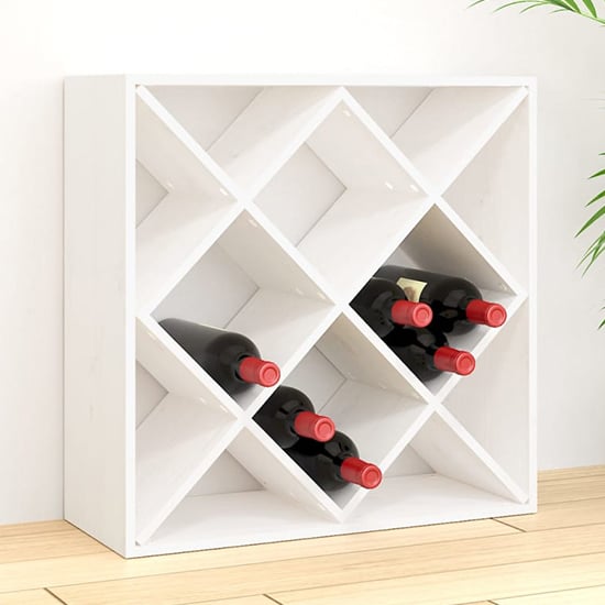 Product photograph of Newkirk Pine Wood Box Shape Wine Rack In White from Furniture in Fashion