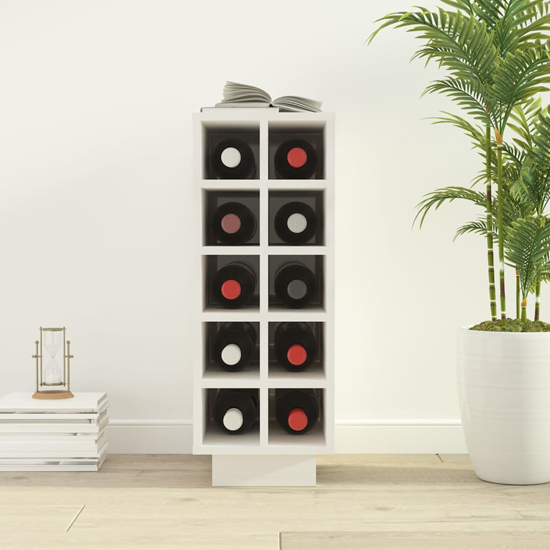 Newkirk Pine Wood Wine Rack With 10 Shelves In White
