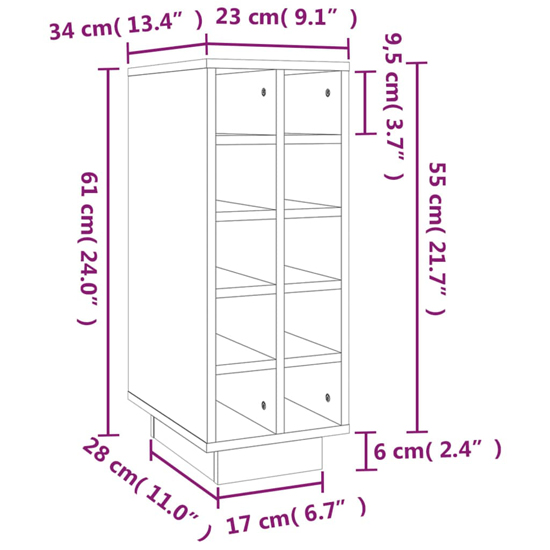 Newkirk Pine Wood Wine Rack With 10 Shelves In White