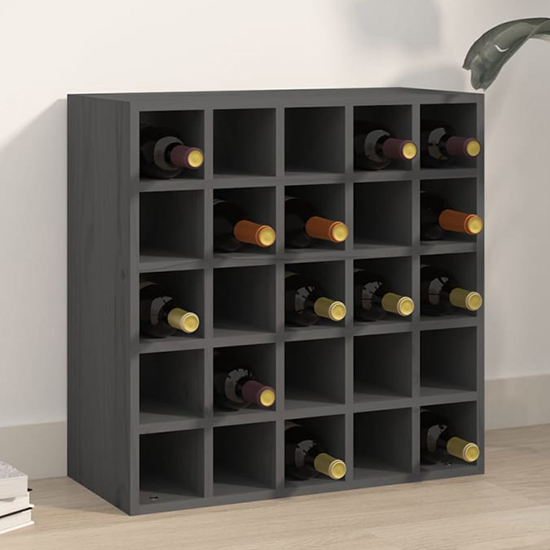 Read more about Newkirk pine wood wine rack with 25 shelves in grey