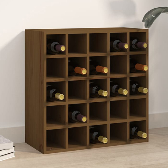 Product photograph of Newkirk Pine Wood Wine Rack With 25 Shelves In Honey Brown from Furniture in Fashion