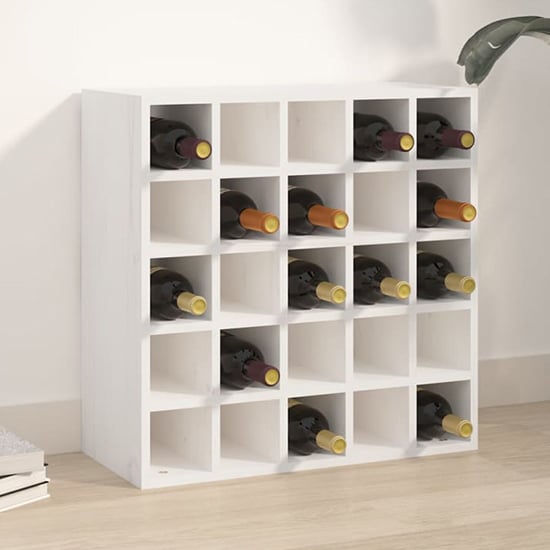Product photograph of Newkirk Pine Wood Wine Rack With 25 Shelves In White from Furniture in Fashion
