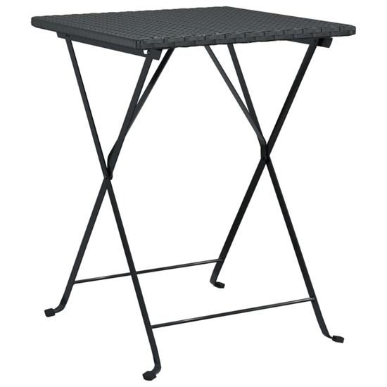 Newkirk Poly Rattan 3 Piece Folding Bistro Set In Black