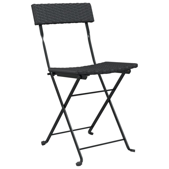 Newkirk Poly Rattan 3 Piece Folding Bistro Set In Black