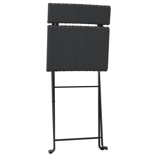 Newkirk Poly Rattan 3 Piece Folding Bistro Set In Black