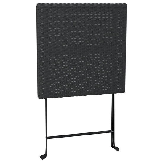 Newkirk Poly Rattan 3 Piece Folding Bistro Set In Black