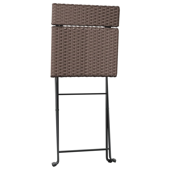 Newkirk Poly Rattan 3 Piece Folding Bistro Set In Brown