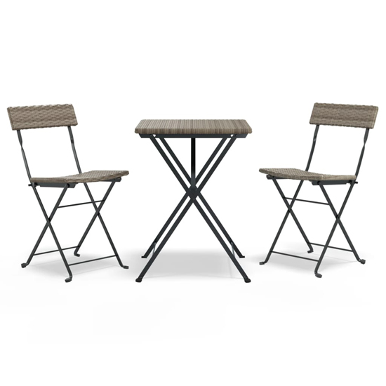 Newkirk Poly Rattan 3 Piece Folding Bistro Set In Grey