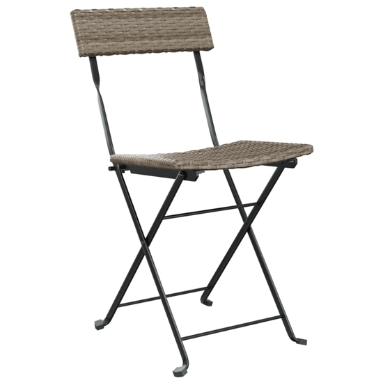 Newkirk Poly Rattan 3 Piece Folding Bistro Set In Grey