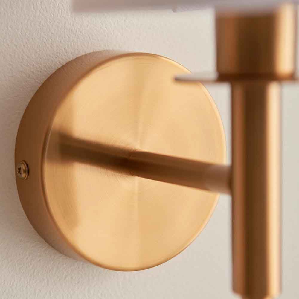 Newkirk Vintage White Fabric Wall Light In Brass