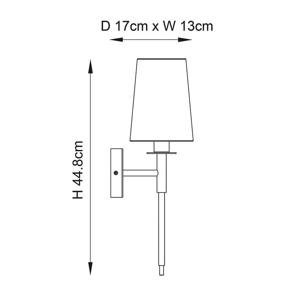 Newkirk Vintage White Fabric Wall Light In Brushed Satin Gold
