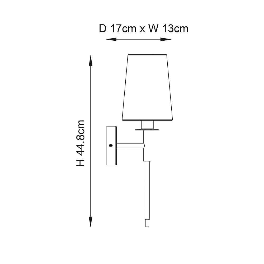 Newkirk Vintage White Fabric Wall Light In Bright Nickel