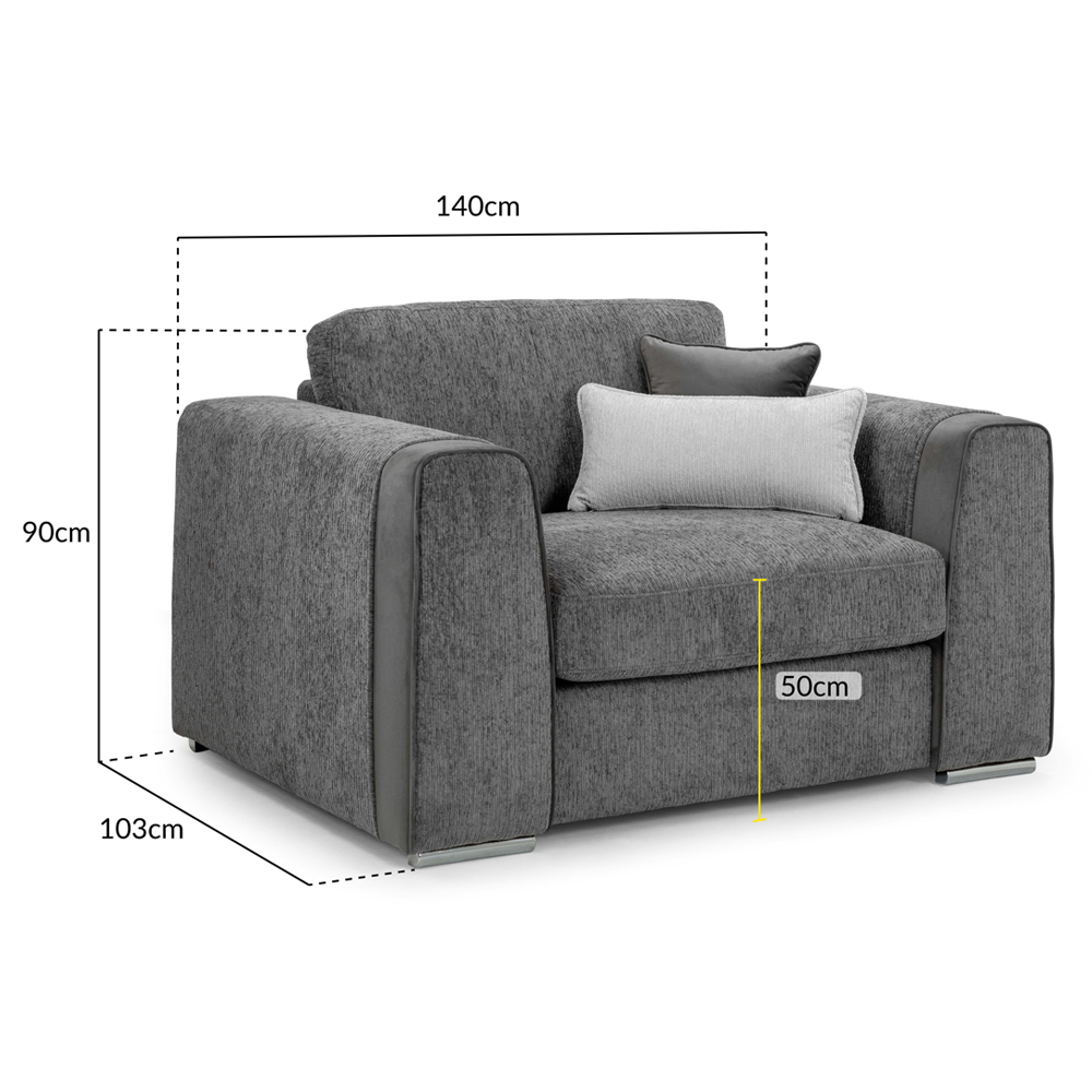 Newnan Fabric 1 Seater Sofa In Grey