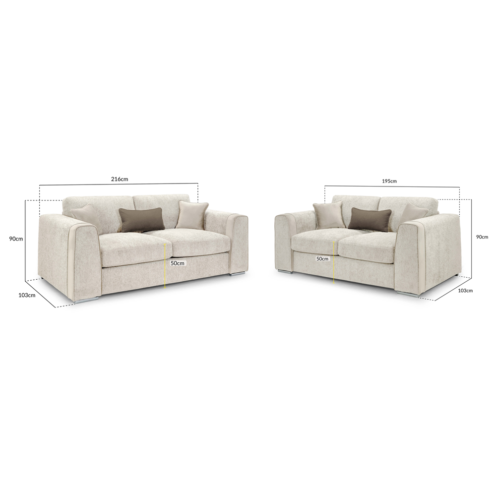 Newnan Fabric 3+2 Seater Sofa Set In Beige