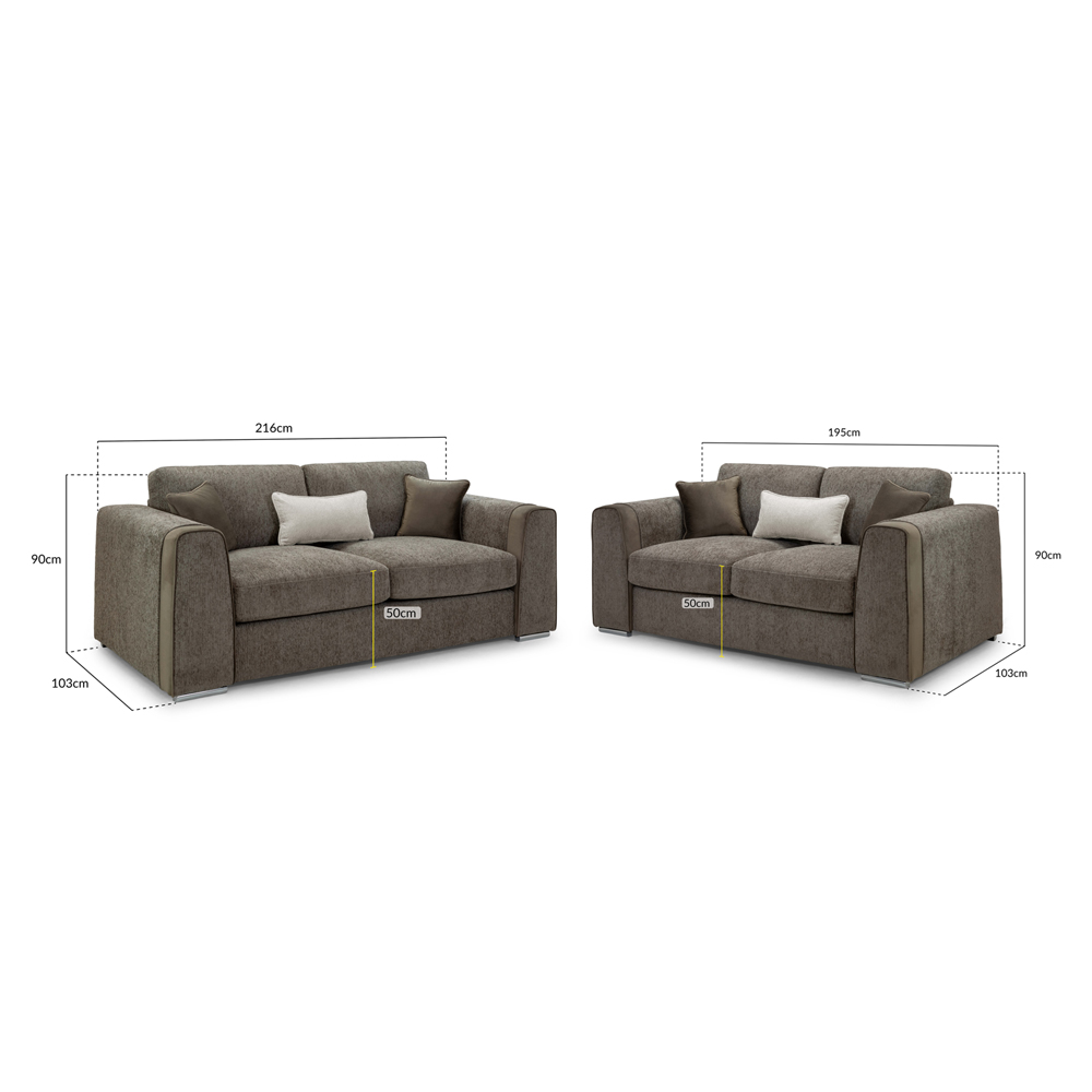 Newnan Fabric 3+2 Seater Sofa Set In Mocha