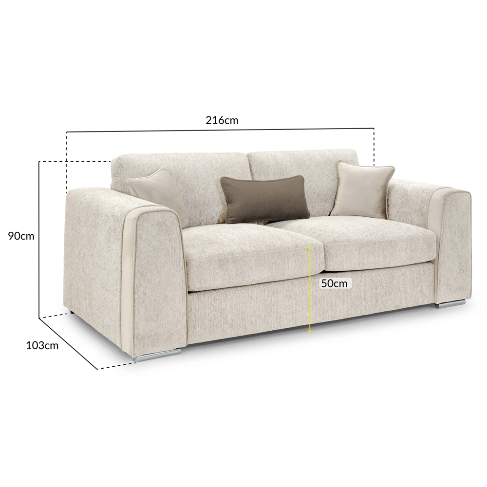 Newnan Fabric 3 Seater Sofa In Beige