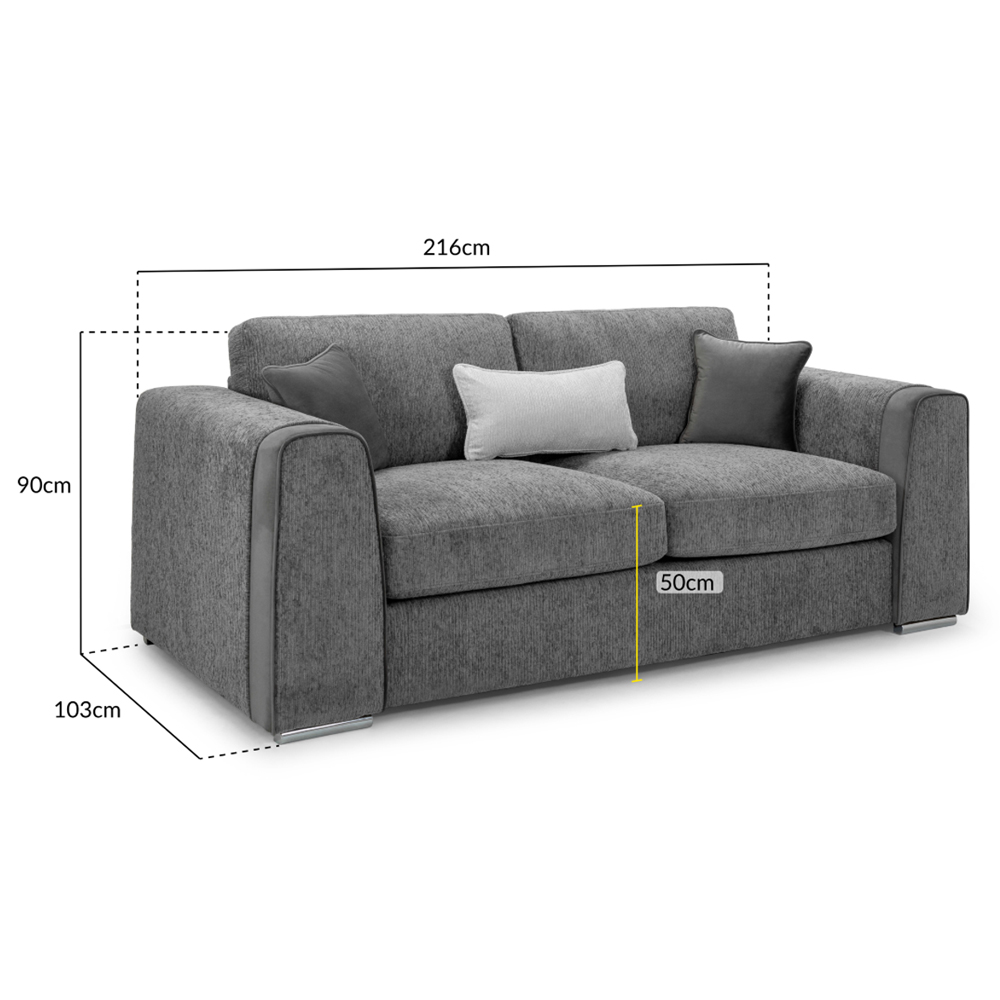 Newnan Fabric 3 Seater Sofa In Grey
