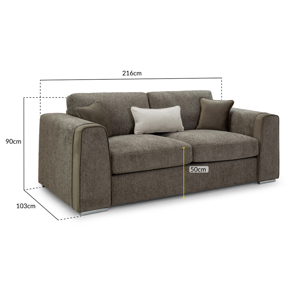 Newnan Fabric 3 Seater Sofa In Mocha
