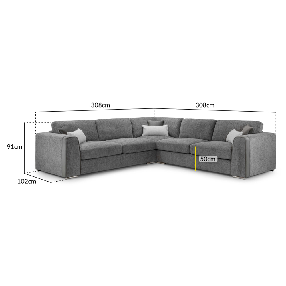 Newnan Fabric Corner Sofa In Grey
