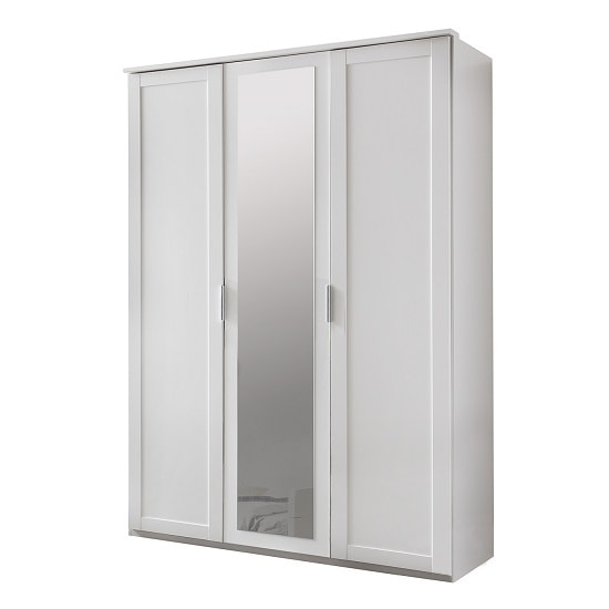 Read more about Newport mirrored wardrobe in alpine white with 3 doors